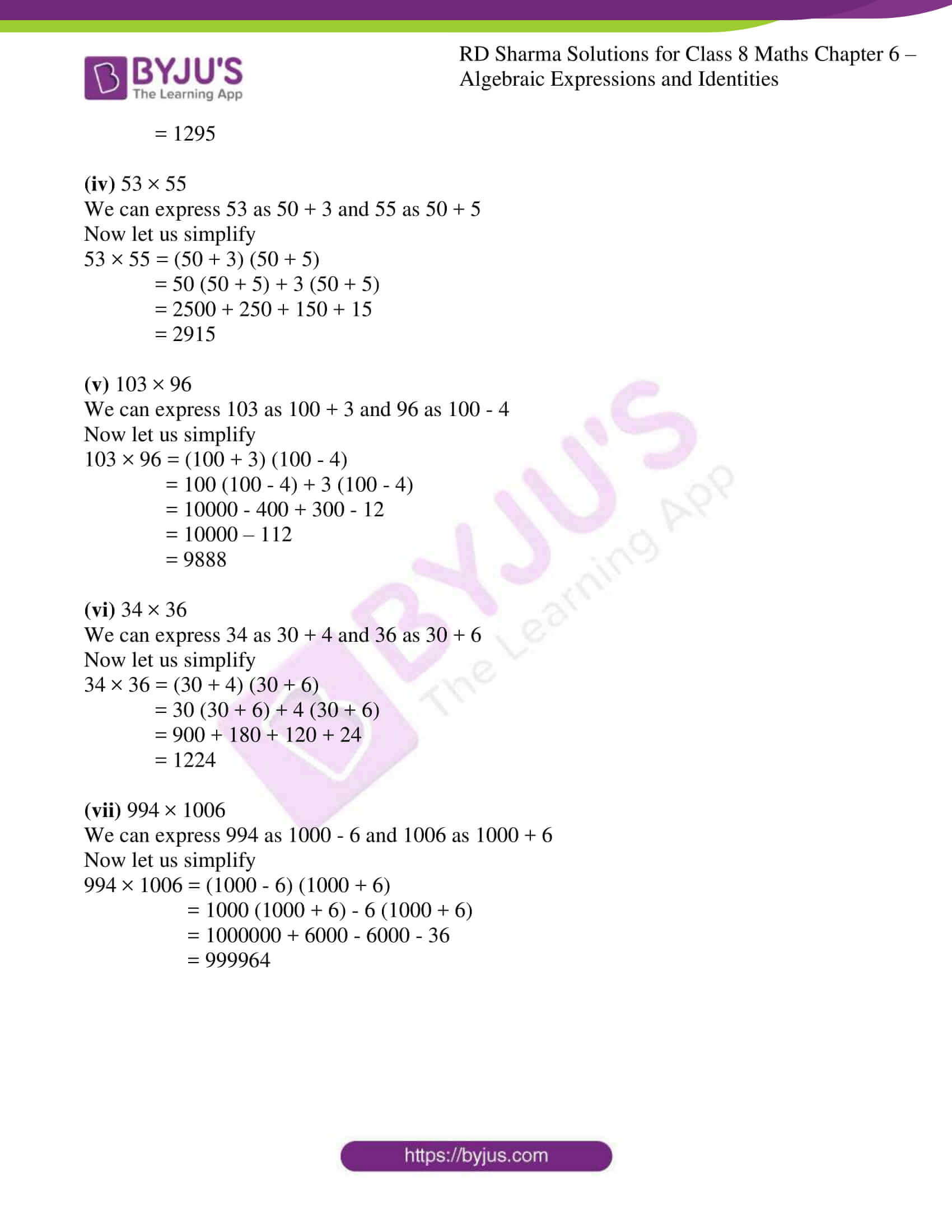 RD Sharma Solutions for Class 8 Chapter 6 - Algebraic Expressions and ...