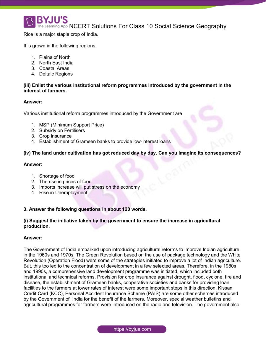 NCERT Solutions Class 10 Social Science Geography Chapter 4 Agriculture 1