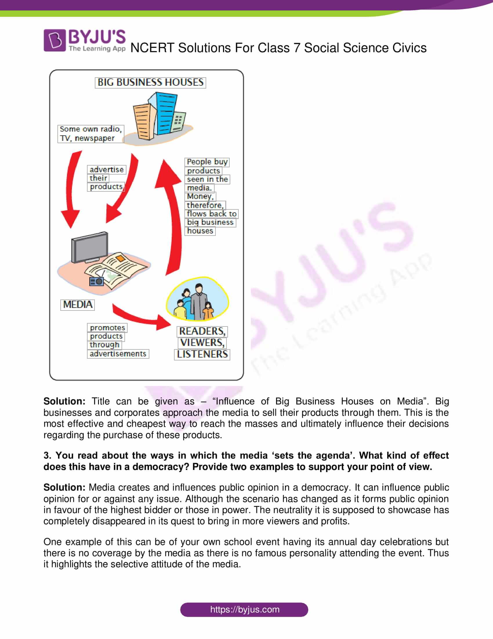 NCERT Solutions For Class 7 Civics Chapter 6 Understanding Media Free PDF