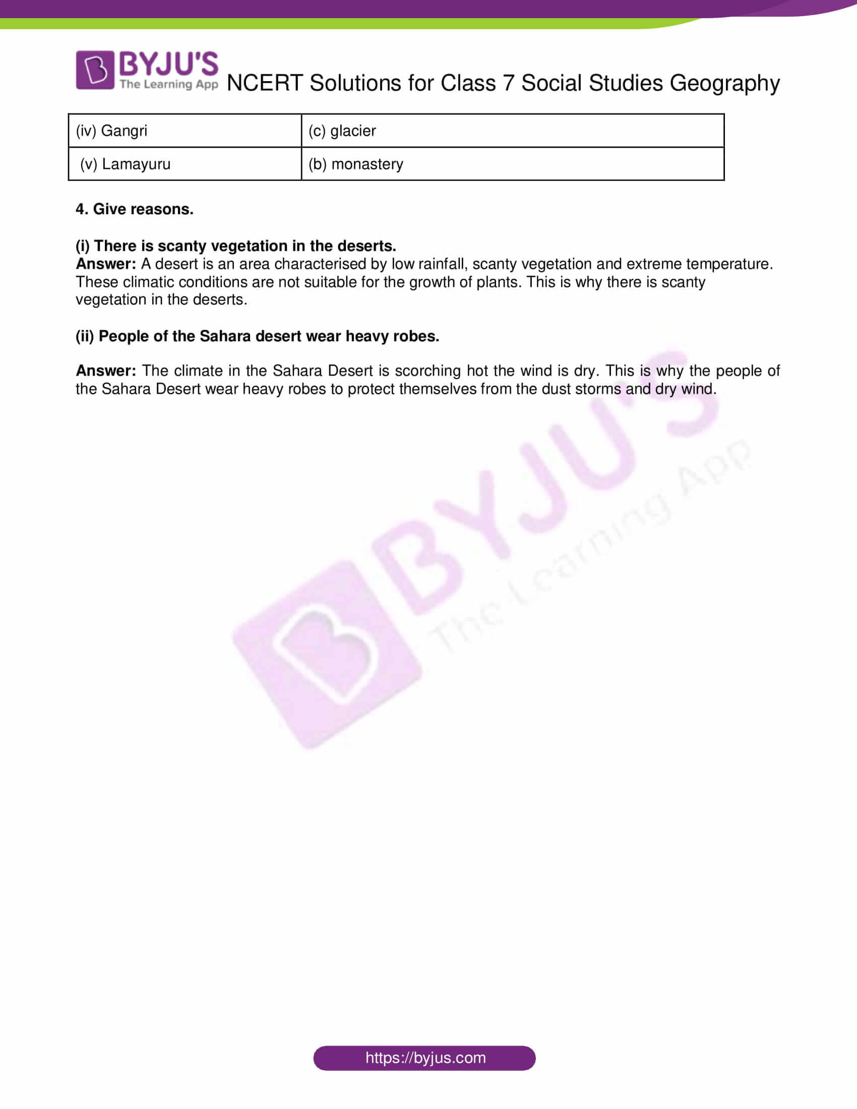 NCERT Solutions For Class 7 Geography Social Science Chapter 9 Life in the Deserts - Free PDF NCERT Solutions For Class 7 Geography Social Science Chapter 9 Life in the Deserts - Free PDF