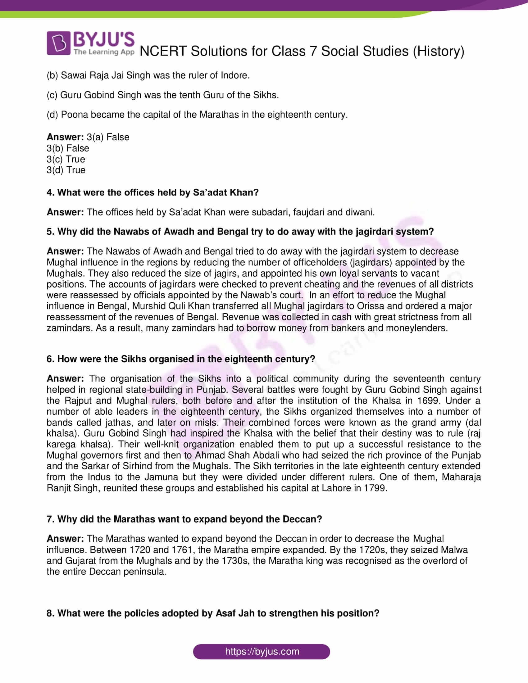 NCERT Solutions for Class 7 History Social Science Chapter 10