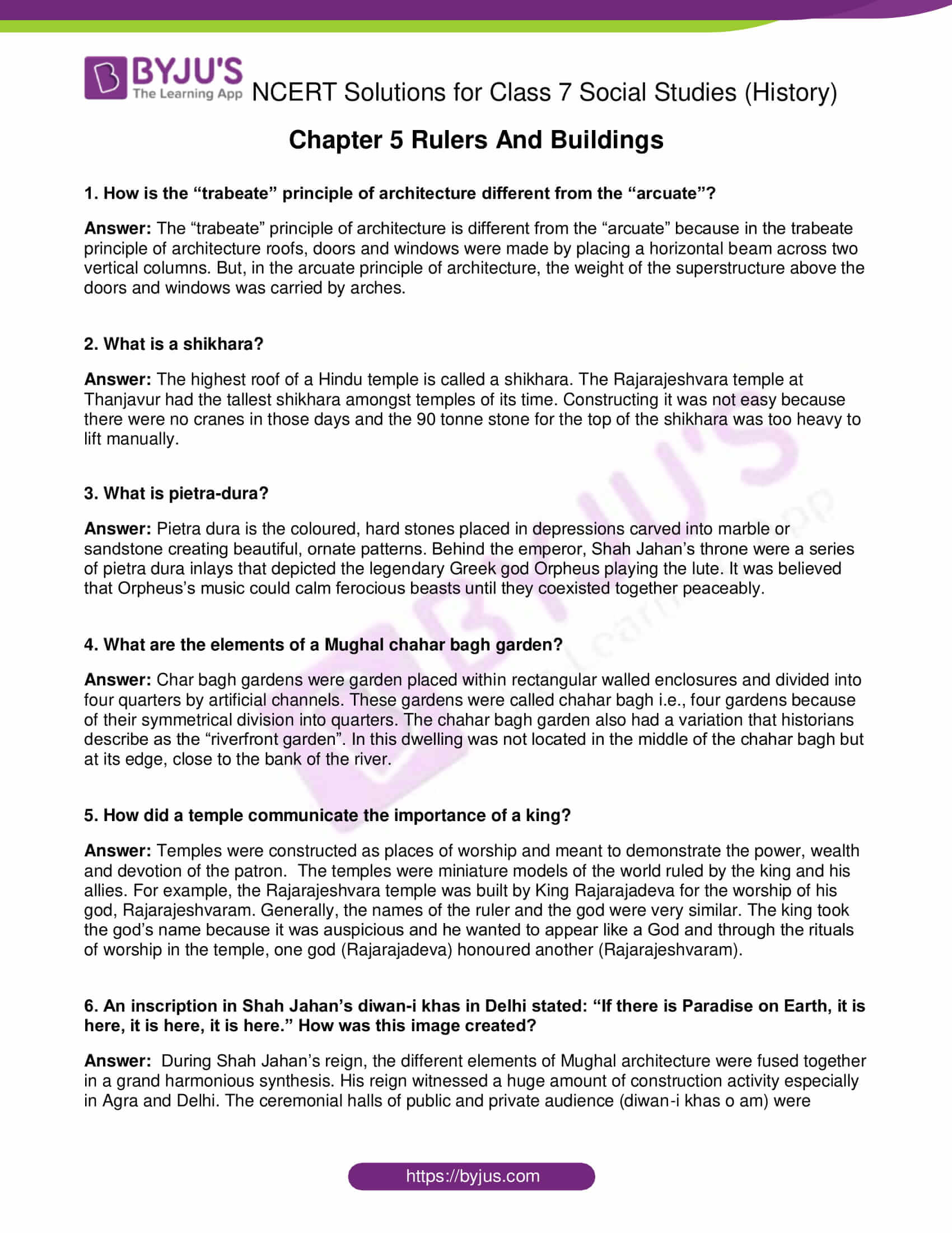 NCERT Solutions For Class 7 History Social Science Chapter 5 Rulers And