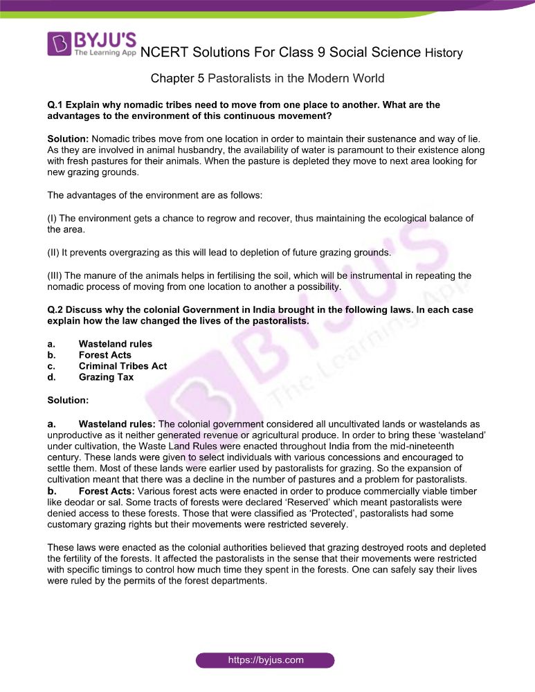 NCERT Solutions for Class 9 History Social Science Chapter 5