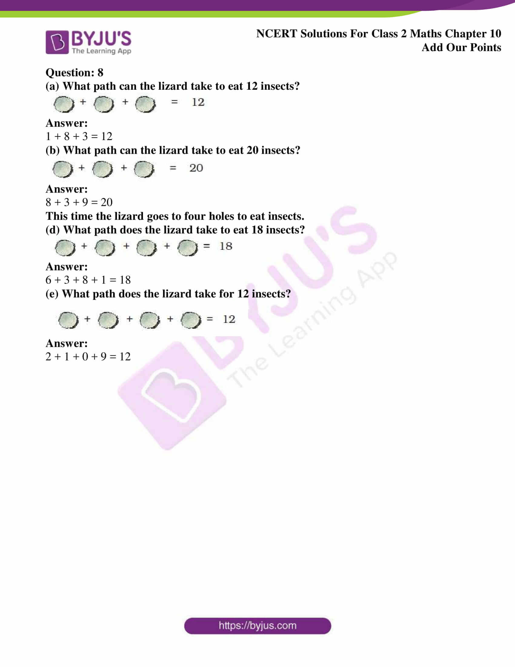 NCERT Solutions for Class 2 Maths Chapter 10 Add Our Points Free PDFs