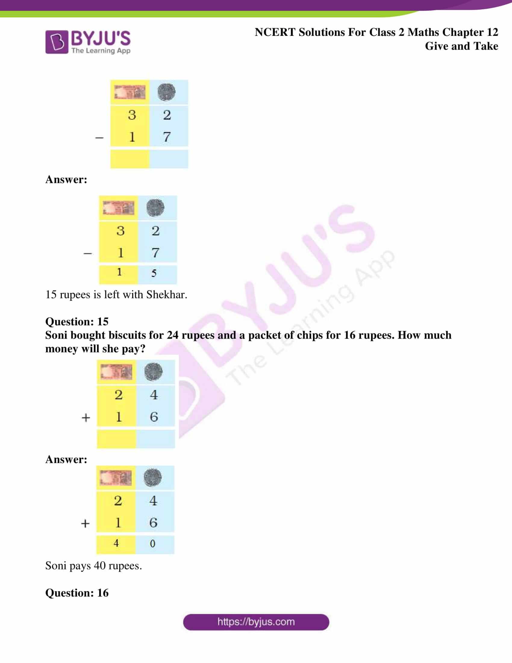 Ncert solutions for class 2 maths chapter 12 give and take access pdf