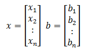 Matrices of x and b