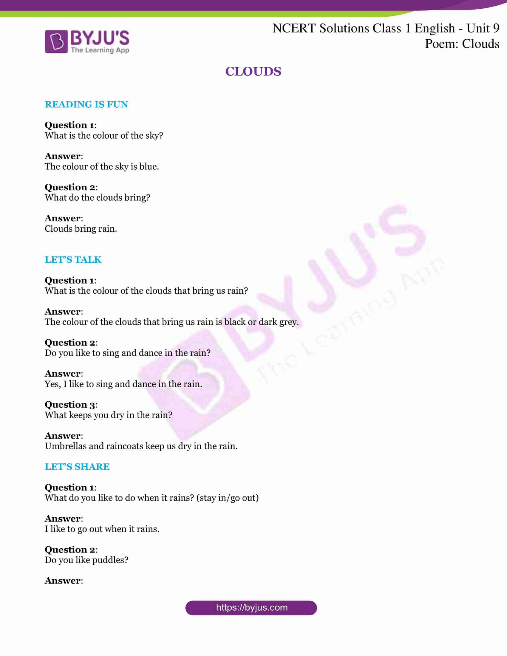 ncert sol class 1 english unit 9 poem 1 ncert sol class 1 english unit 9 poem 1