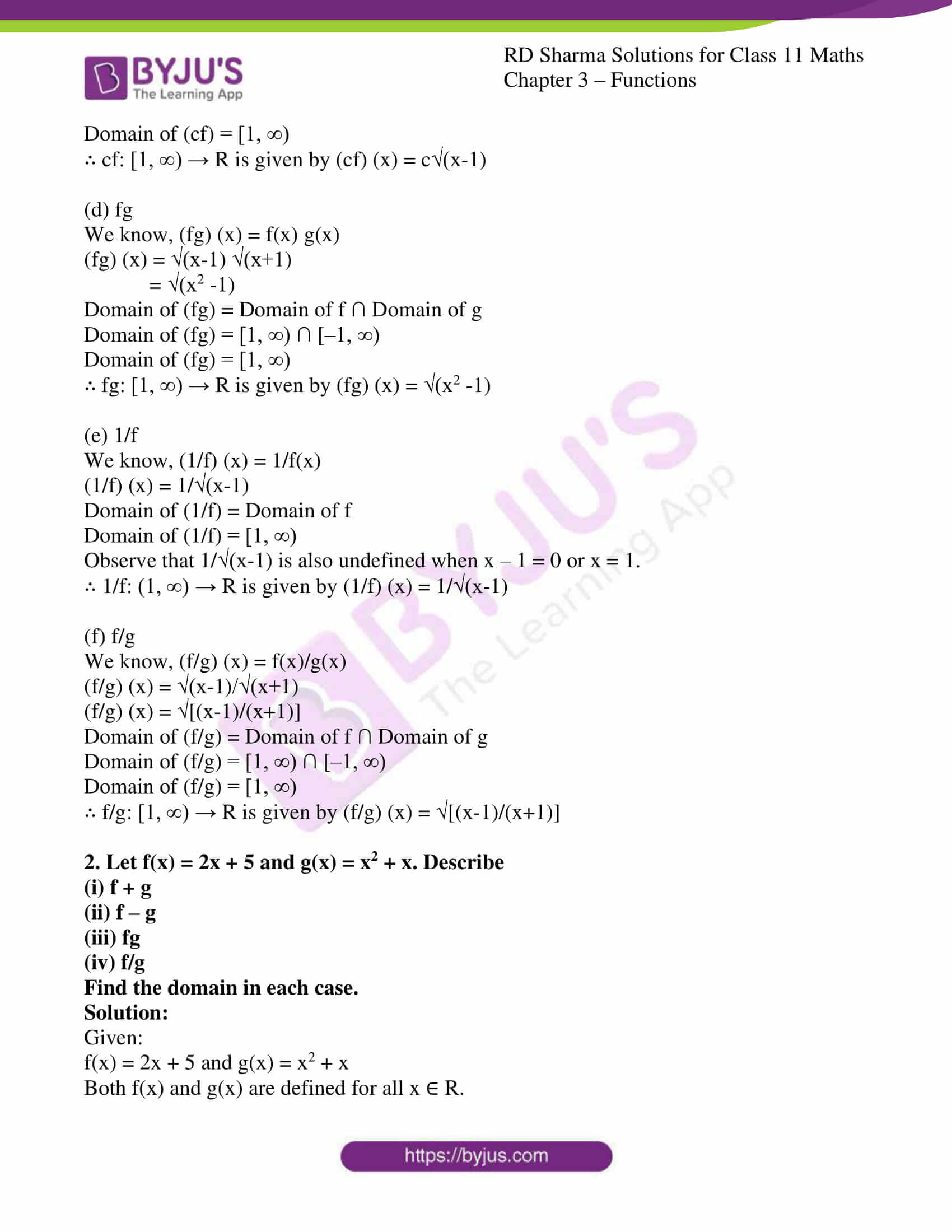 Rd Sharma Solutions For Class 11 Chapter 3 Functions