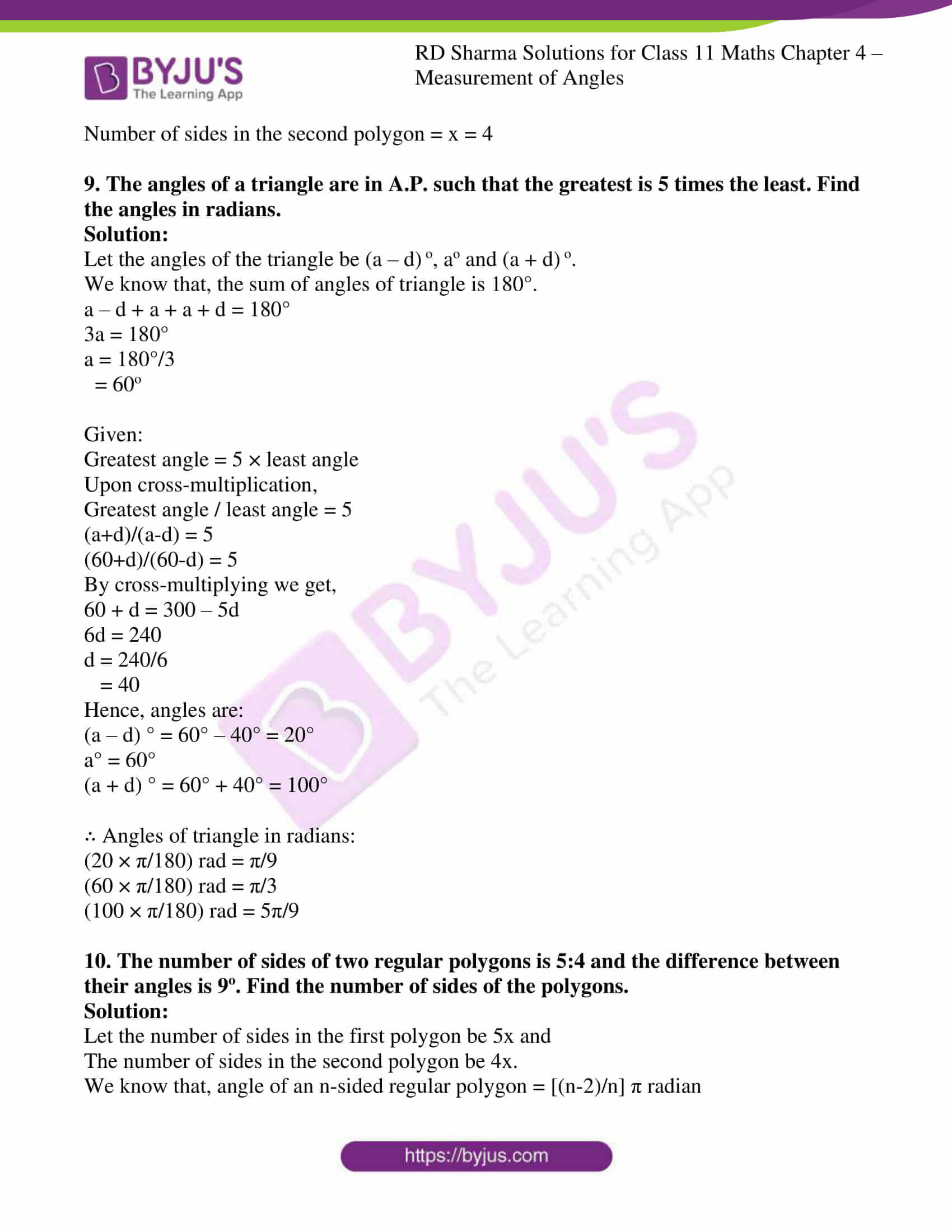 rd sharma class 11 maths ch 4 measurement of angles 8