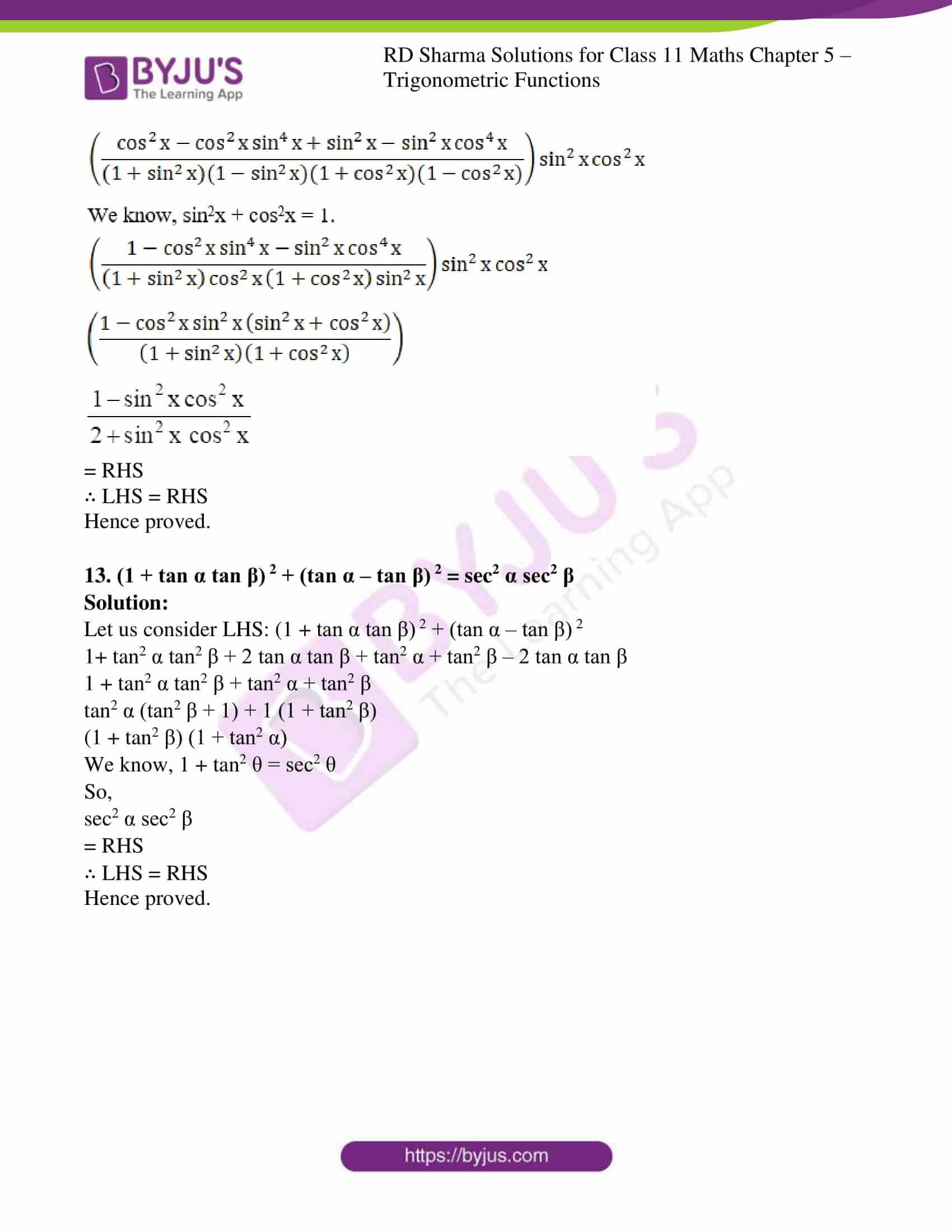 Rd Sharma Solutions For Class 11 Chapter 5 Trigonometric Functions