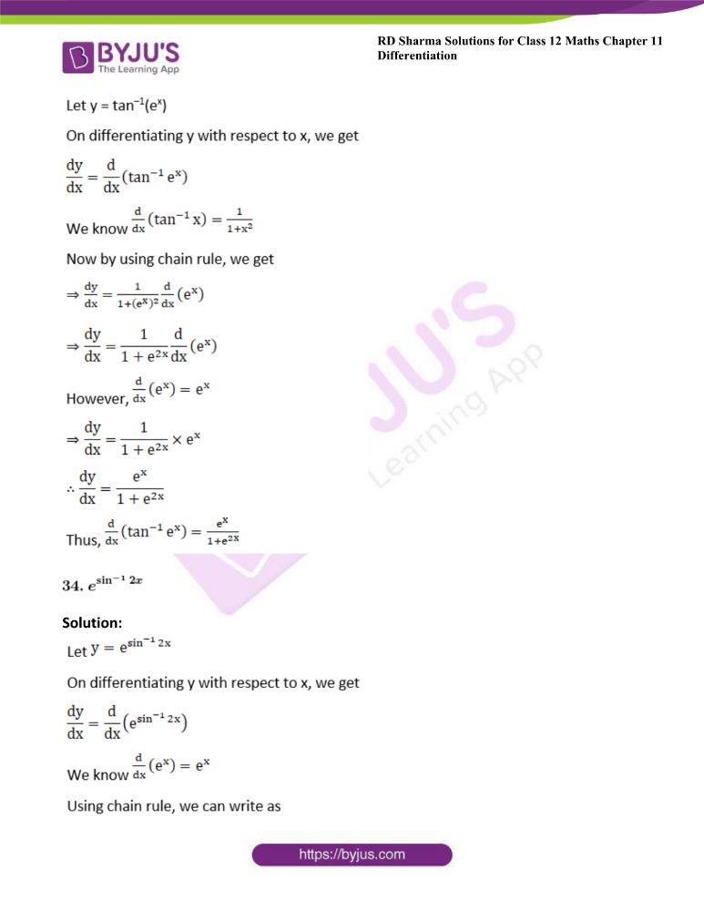 Rd Sharma Solutions For Class 12 Maths Updated For 21 22 Chapter 11 Differentiation