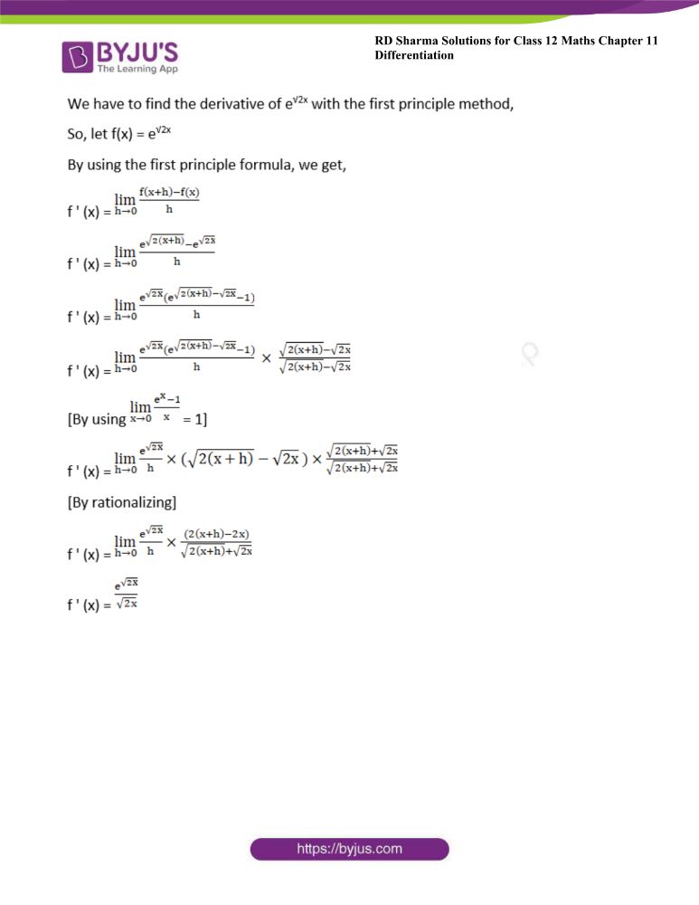 RD Sharma Class 12 Maths Solutions Chapter 11 Differentiation Exercise 11.1 3