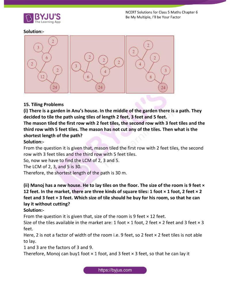 NCERT Solutions Class 5 Maths Chapter 6 Be My Multiple I'll Be Your Factor Click Here to Download