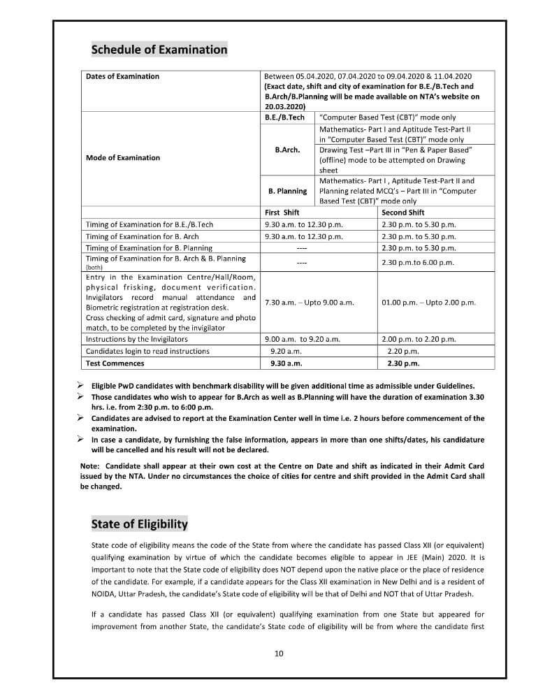 JEE Main 2020 Complete Details 9