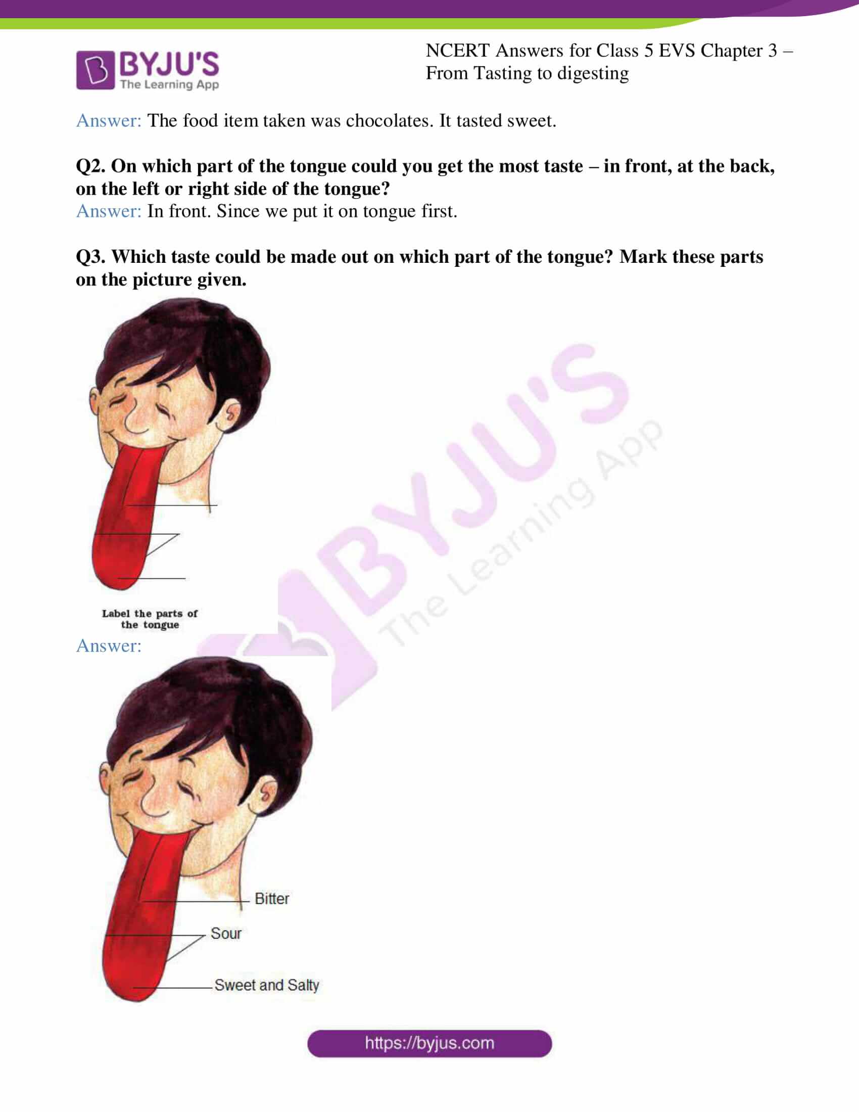 Ncert Ans Class 5 Evs Ch3 From Tasting To Digesting 2