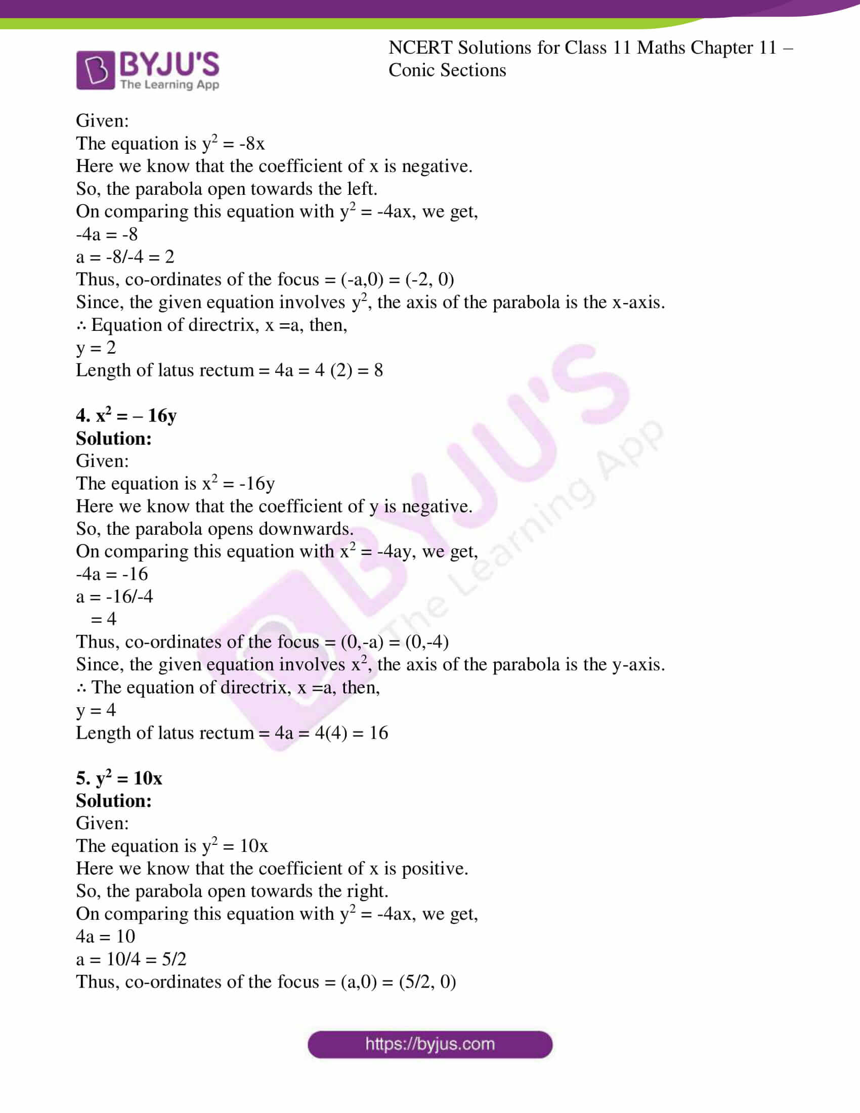 ncert solution class 11 chapter 11 conic sections ex 2 2