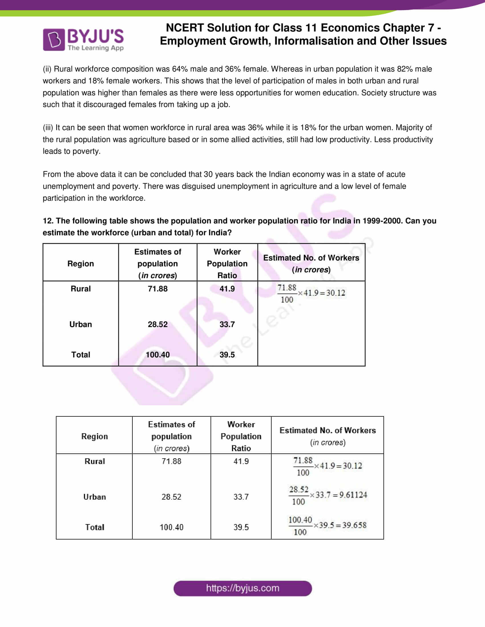 ncert sol class 11 eco chapter 7 employment 3