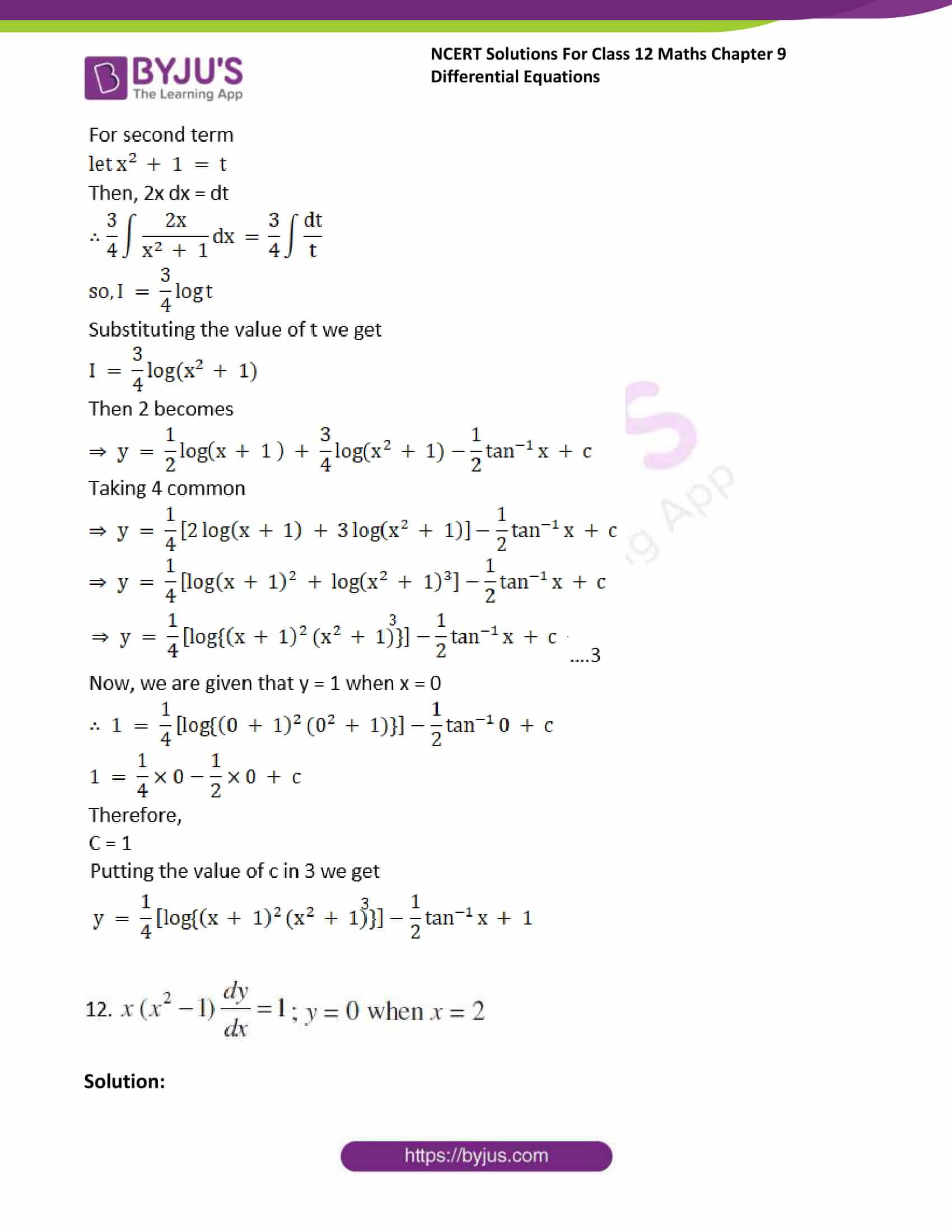 NCERT Solutions For Class 12 Maths Chapter 9 Differential NCERT Solutions For Class 12 Maths Chapter 9 Differential
