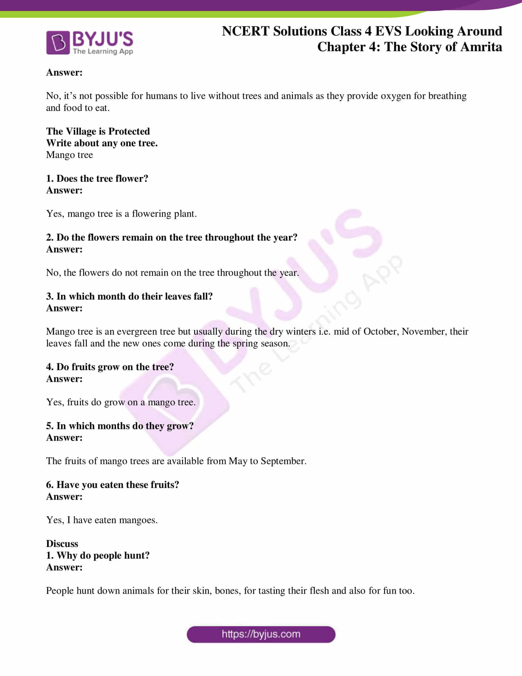 ncert solutions class 4 evs chapter 4 the story of amrita free download