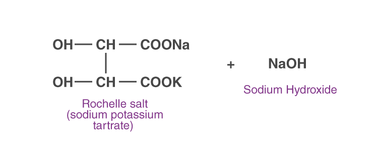 Rochelle salt (sodium potassium tartrate) + Sodium Hydroxide