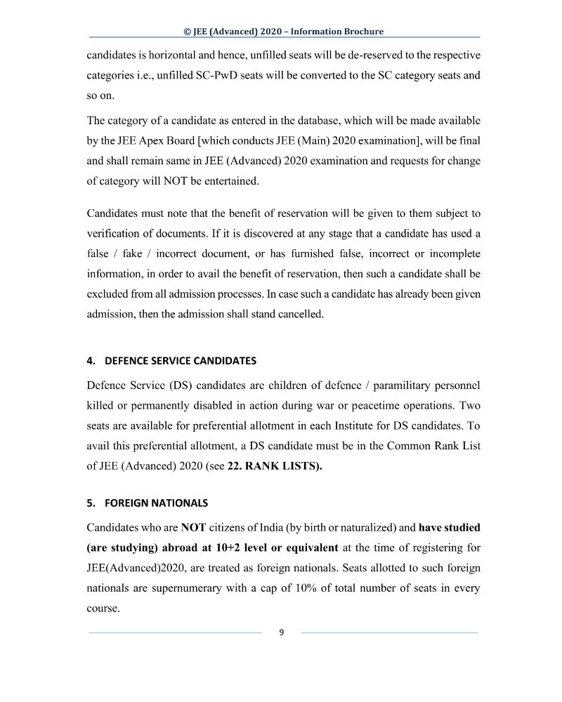 JEE Advanced 2020 Information Brochure Released by IIT Delhi