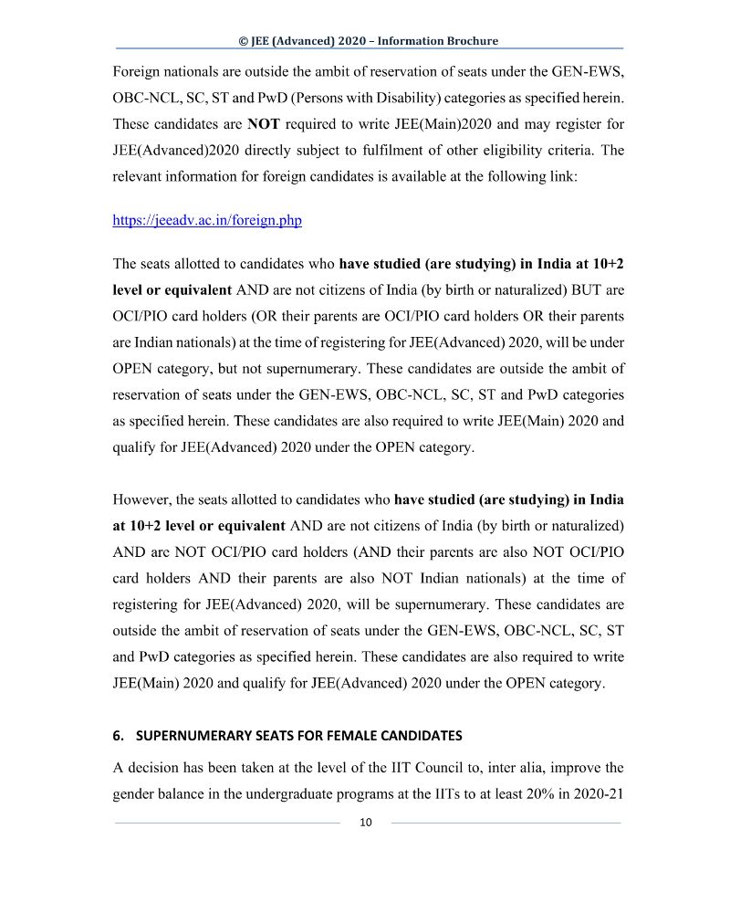 JEE Advanced 2020 Information Brochure Released by IIT Delhi