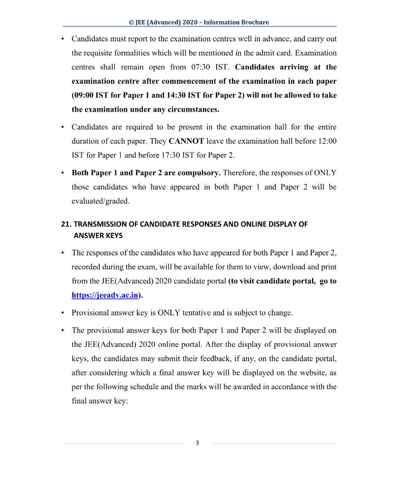 JEE Advanced 2020 Information Brochure Released by IIT Delhi