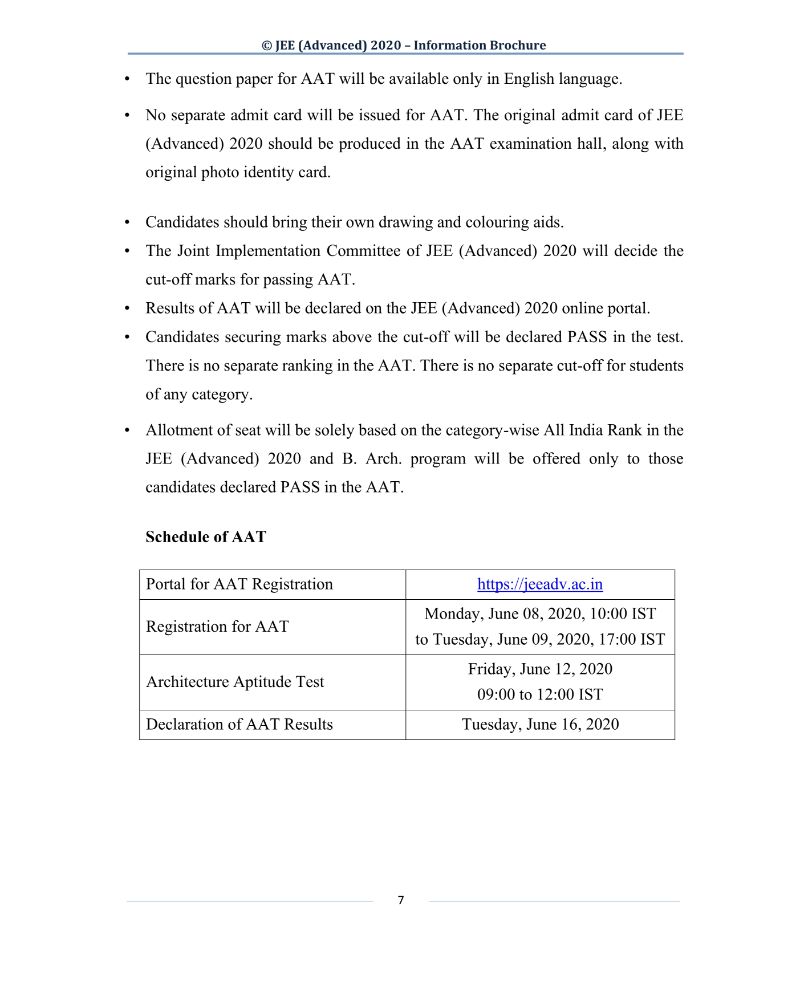 JEE Advanced 2020 Information Brochure Released by IIT Delhi