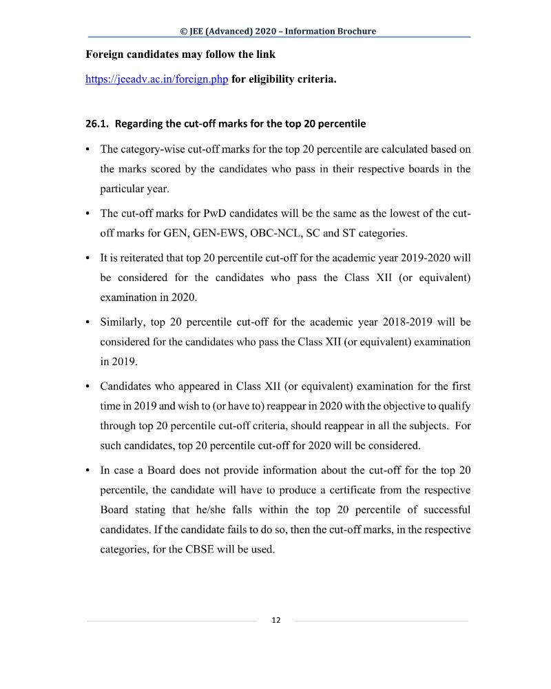 JEE Advanced 2020 Information Brochure Released by IIT Delhi