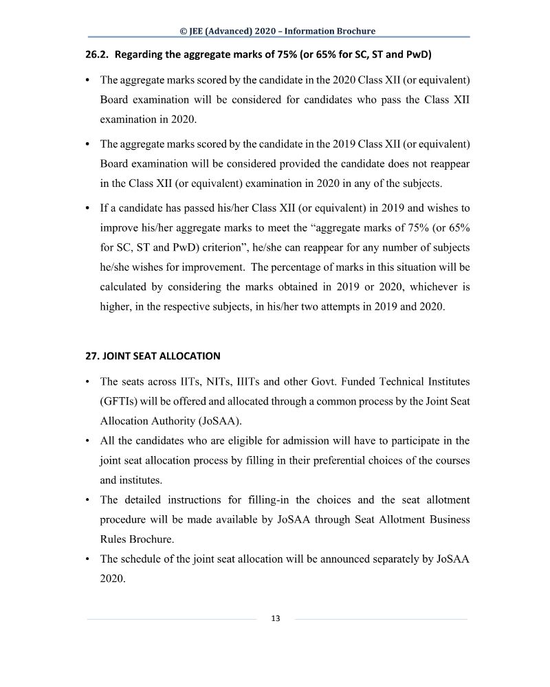 JEE Advanced 2020 Information Brochure Released by IIT Delhi