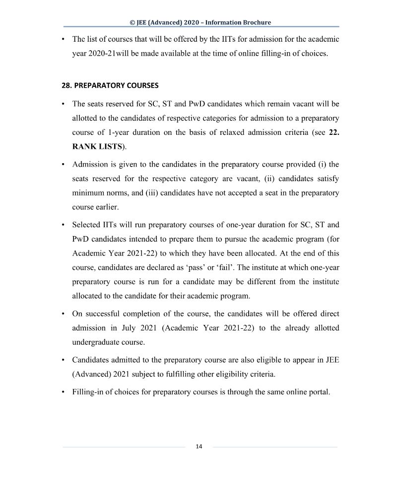 JEE Advanced 2020 Information Brochure Released by IIT Delhi