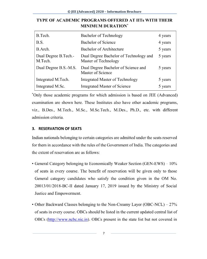 JEE Advanced 2020 Information Brochure Released by IIT Delhi