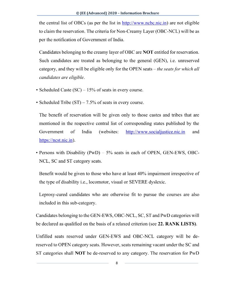 JEE Advanced 2020 Information Brochure Released by IIT Delhi