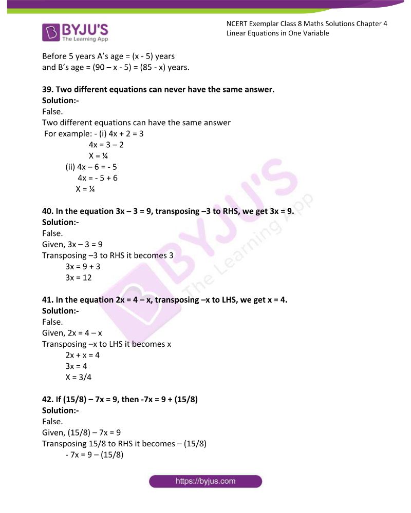 NCERT Exemplar Class 8 Maths Solutions Chapter 4 Linear Equations in One Variable 11