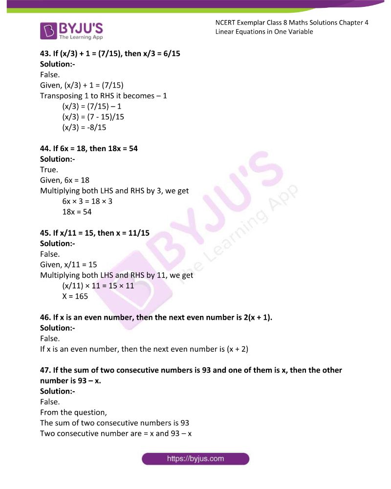 NCERT Exemplar Class 8 Maths Solutions Chapter 4 Linear Equations in One Variable 12