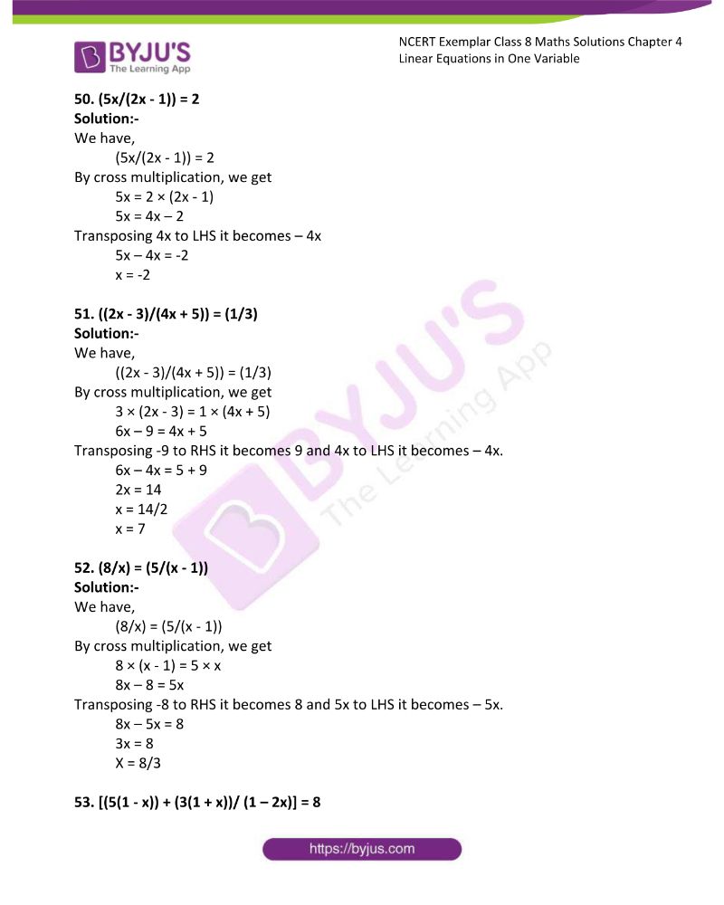 NCERT Exemplar Class 8 Maths Solutions Chapter 4 Linear Equations in One Variable 14