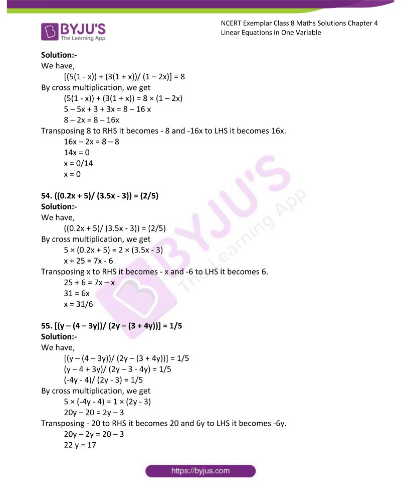 NCERT Exemplar Class 8 Maths Solutions Chapter 4 Linear Equations in One Variable 15