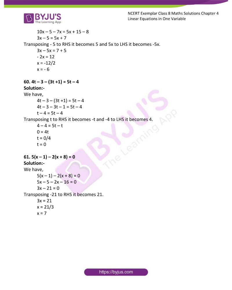 NCERT Exemplar Class 8 Maths Solutions Chapter 4 Linear Equations in One Variable 17