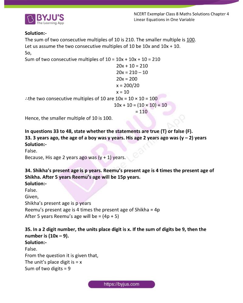 class 8 maths chapter 2 linear equations in one variable notes