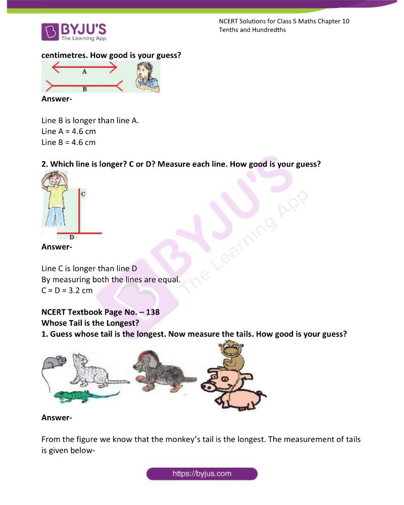 NCERT Solutions Class 5 Maths Chapter 10 Tenths And Hundredths Click 