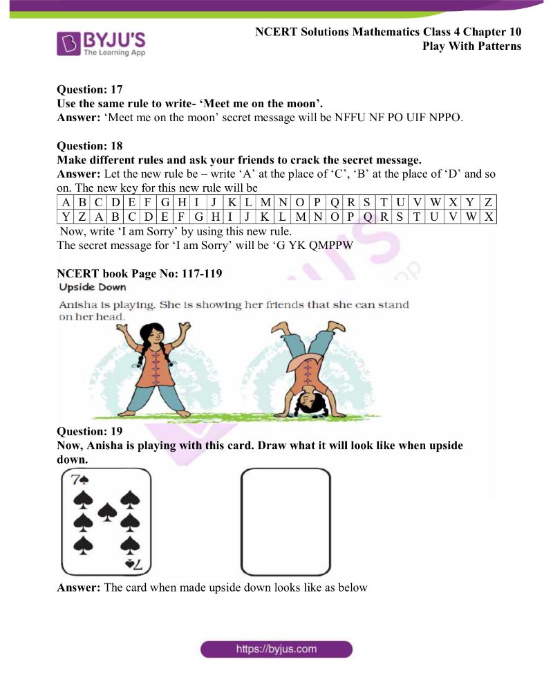NCERT Solutions Class 4 Maths Chapter 10 Play with Patterns Free PDF