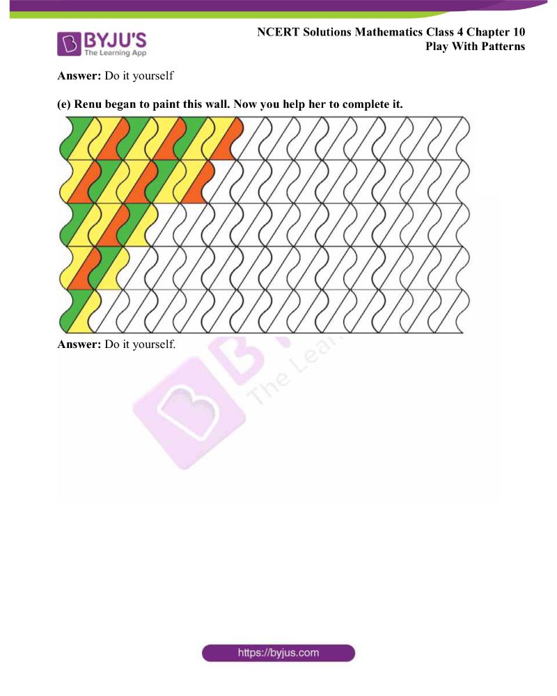 NCERT Solutions Class 4 Maths Chapter 10 Play with Patterns Free PDF