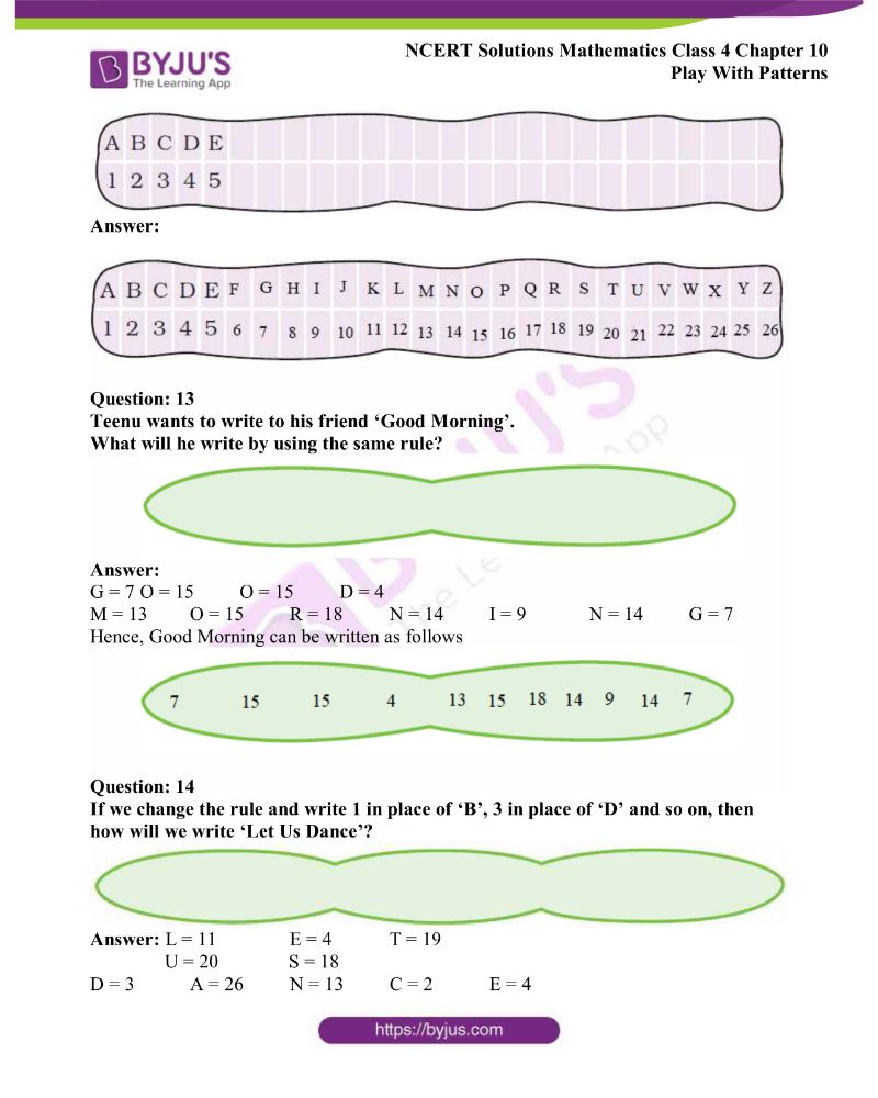 NCERT Solutions Class 4 Maths Chapter 10 Play with Patterns Free PDF