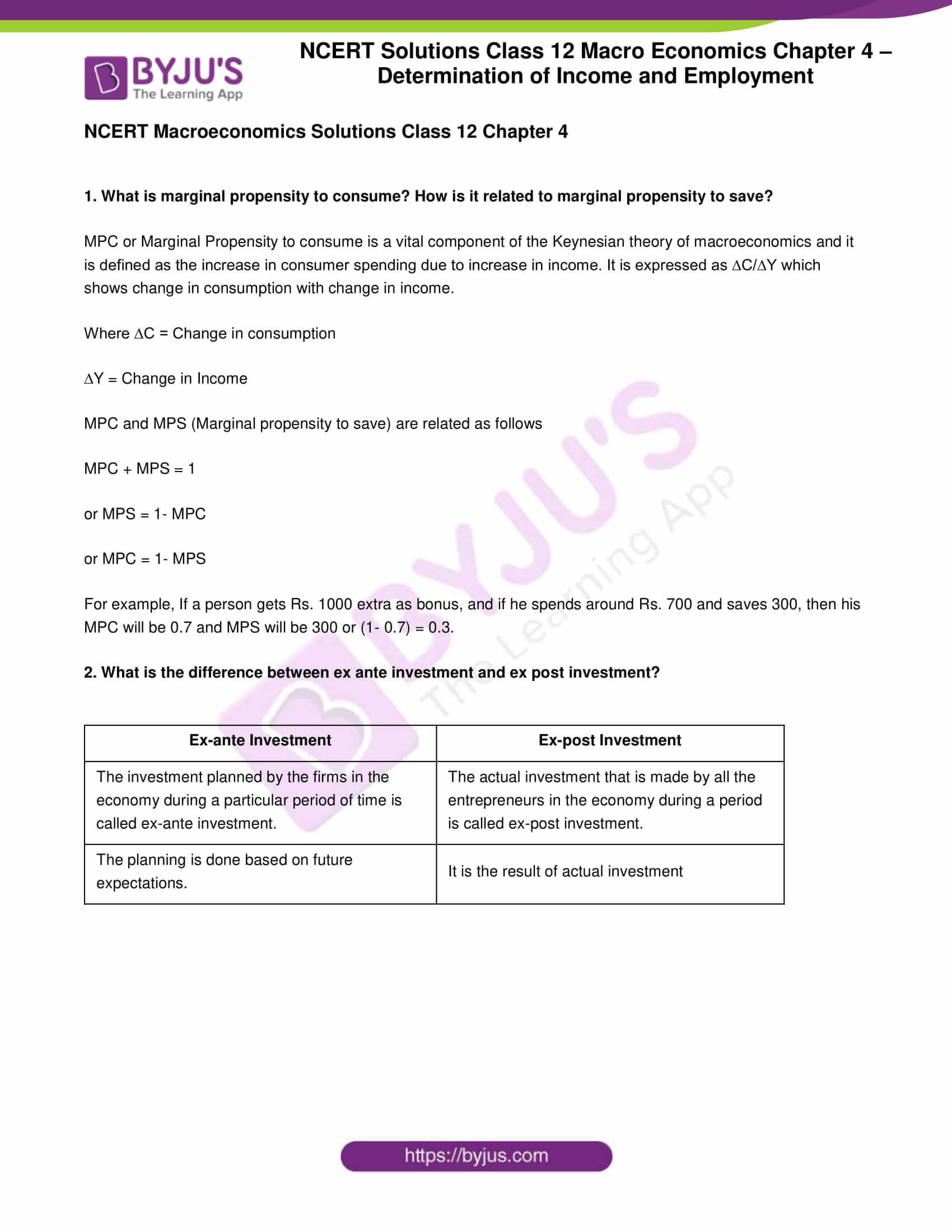 ncert sol class 12 macro economics chapter 4 1