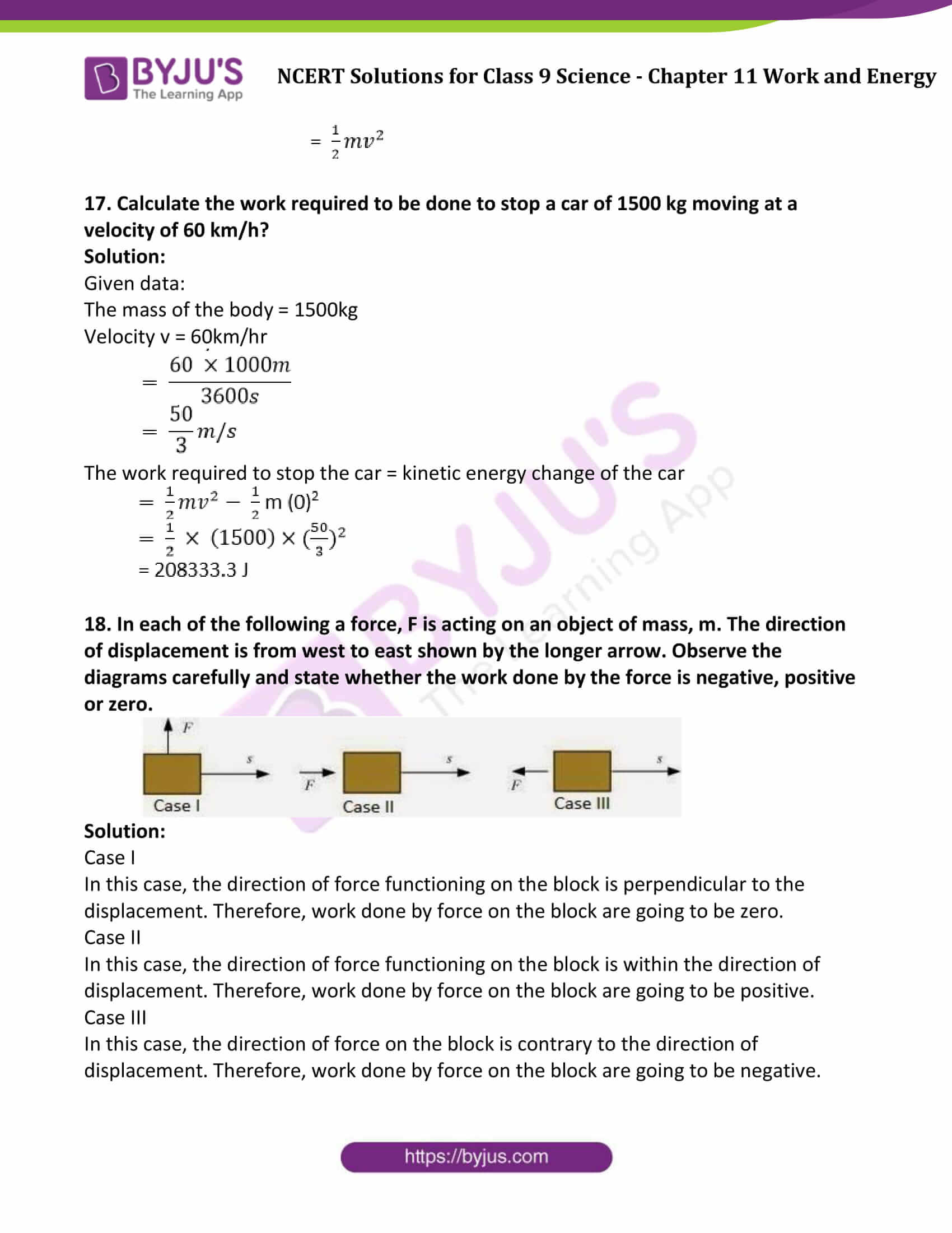 Work And Energy Class 9 Solved Numericals Pdf NCERT Solutions Class 9 Science Chapter 11 Work And Energy - Updated