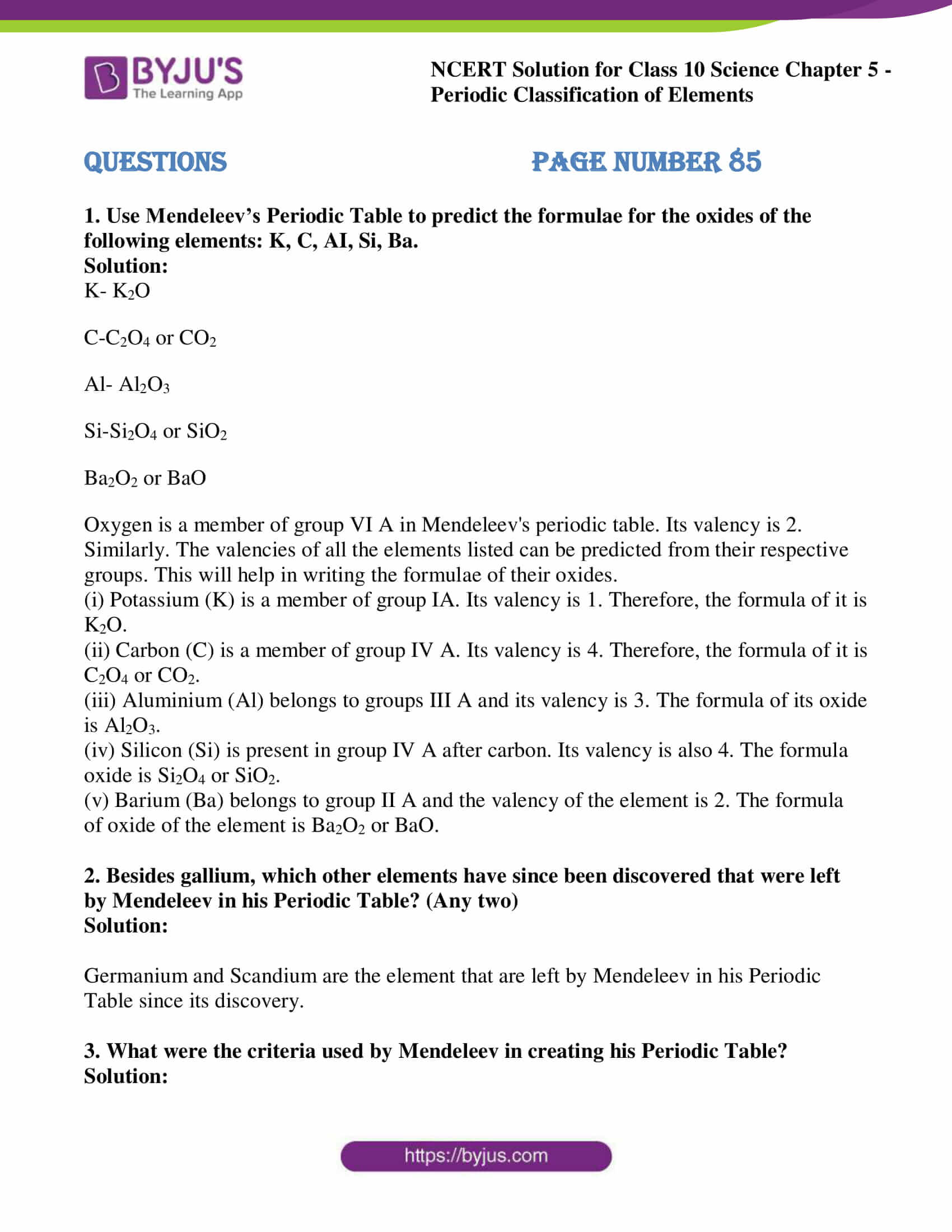 NCERT Solutions for Class 10 Science Chapter 5 Periodic Classification ...