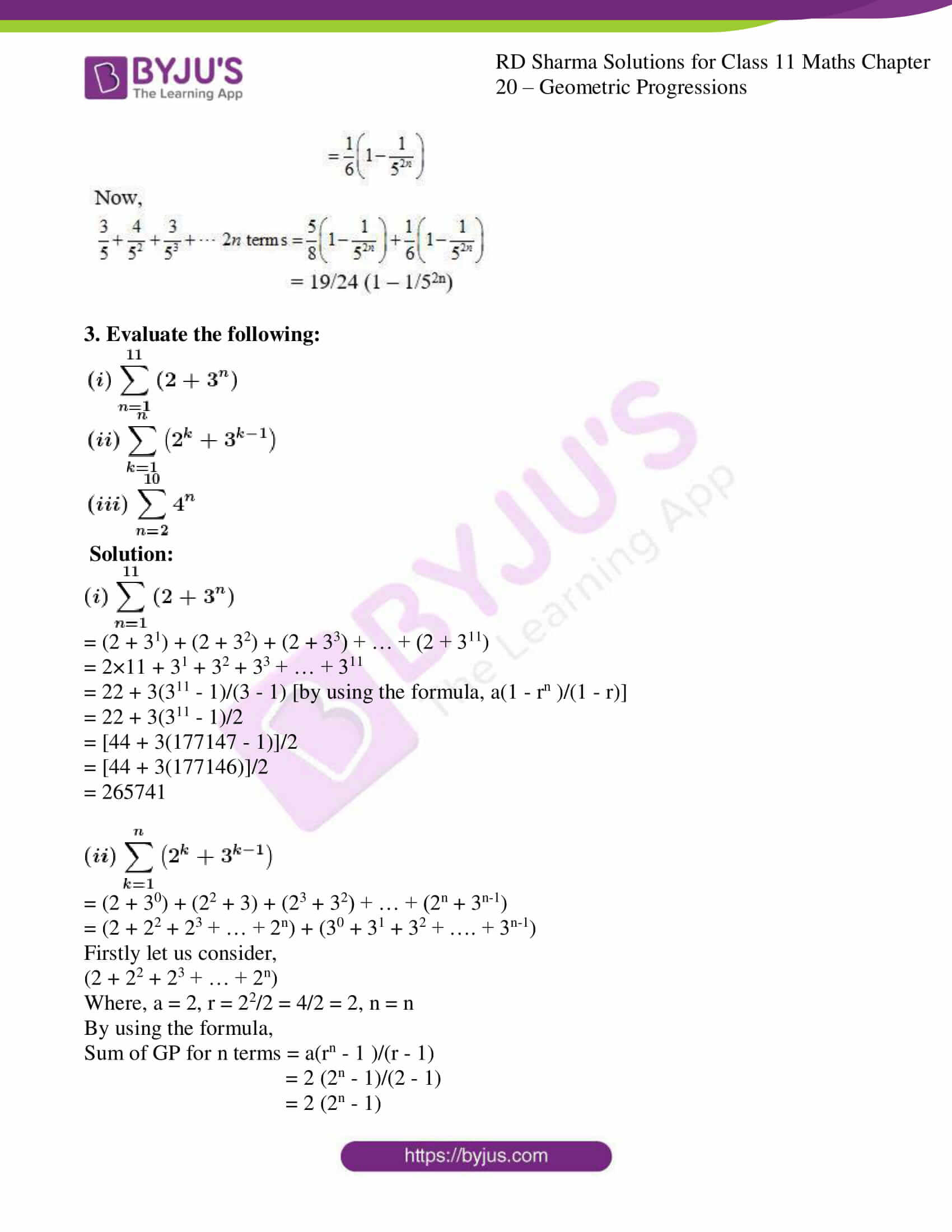 Rd Sharma Solutions For Class 11 Maths Updated 2021 22 Chapter 20 Geometric Progressions Download Free Pdf Available