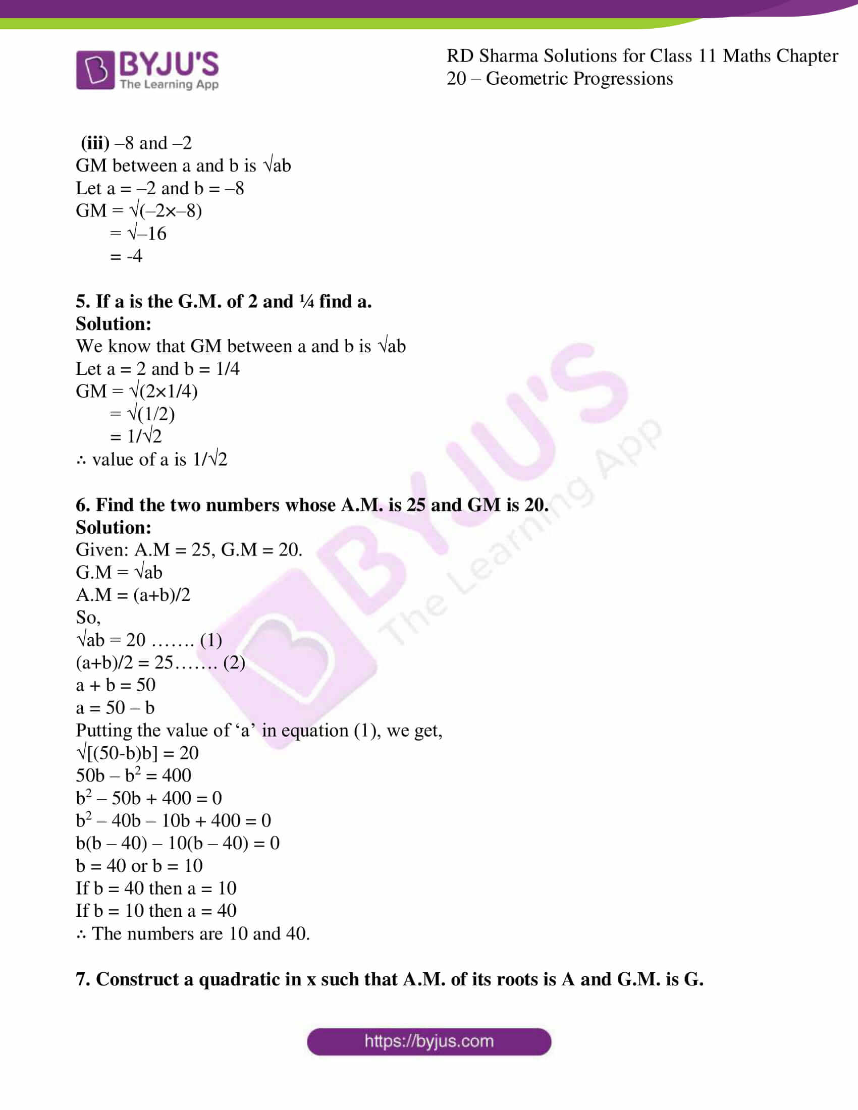 Rd Sharma Solutions For Class 11 Chapter 20 Geometric Progressions Download Free Pdf Available