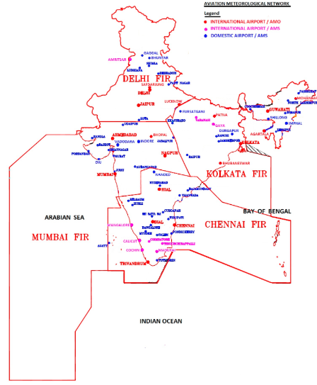 Aviation Meteorological Network - India Map