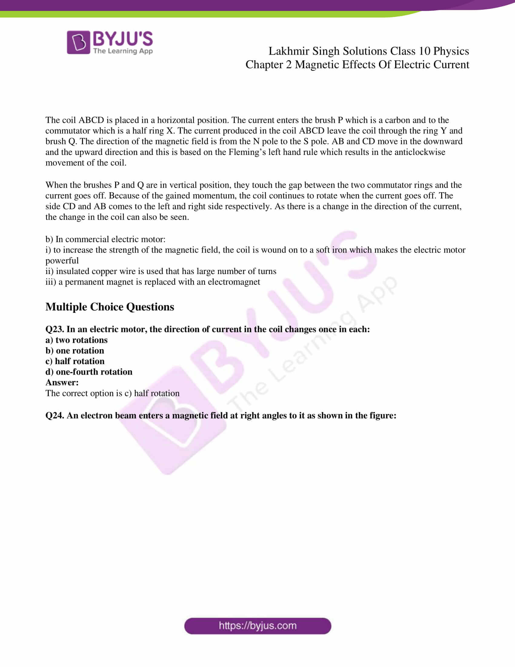 Lakhmir Singh Physics Class 10 Solutions For Chapter 2 Magnetic Effects Of Electric Current - Free PDF Lakhmir Singh Physics Class 10 Solutions For Chapter 2 Magnetic Effects Of Electric Current - Free PDF